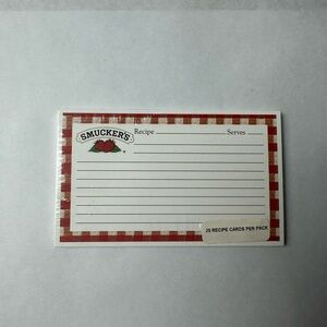 SMUCKERS Red and White Recipe Cards Pack of 20 In Plastic